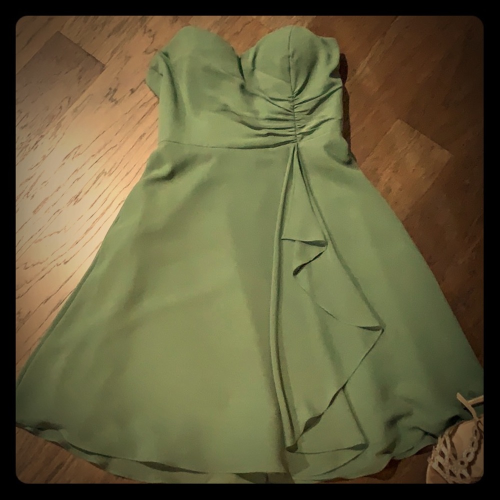 Fit and flare clover green strapless dress